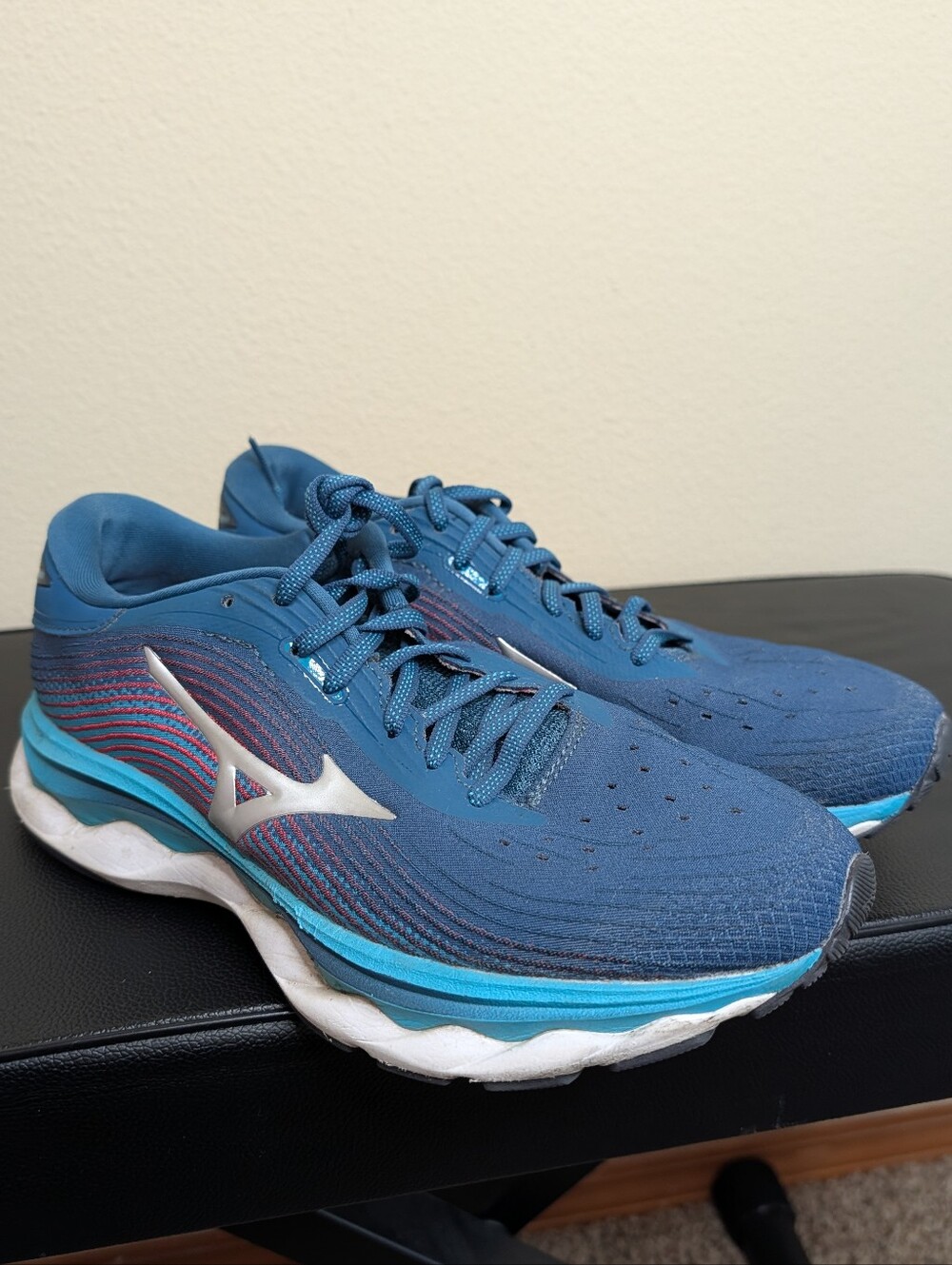 Mizuno Wave Sky Running Shoes Blue Pink Womens Size 9